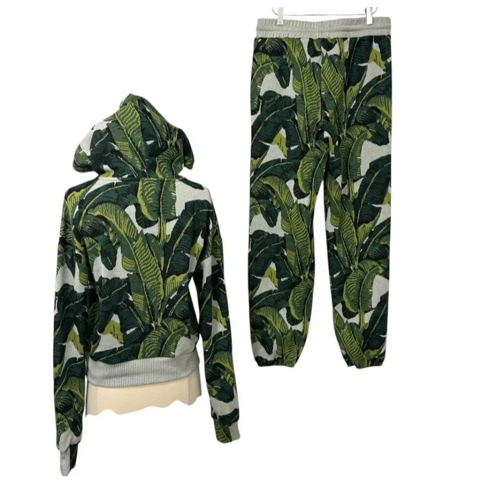 Twenty Montreal Women's Long Sleeve Hoodie & Joggers Hyper Reality Leaf Size M